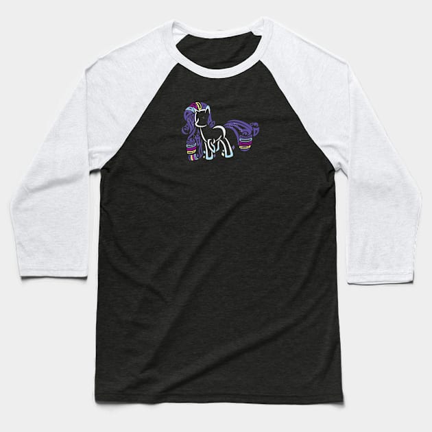 Tribal Pony - Rainbow Power Rarity Baseball T-Shirt by Alaina Williams